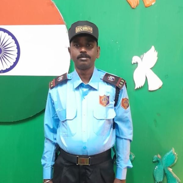 Security guard at building entrance