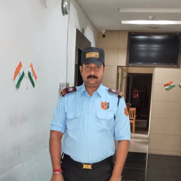 Security guard checking visitor